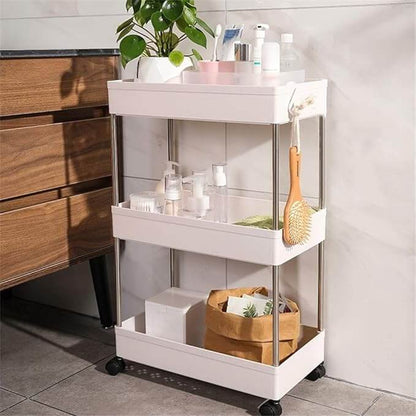 3 Layers Bathroom Kitchen Organizer Rolling Trolley Rack