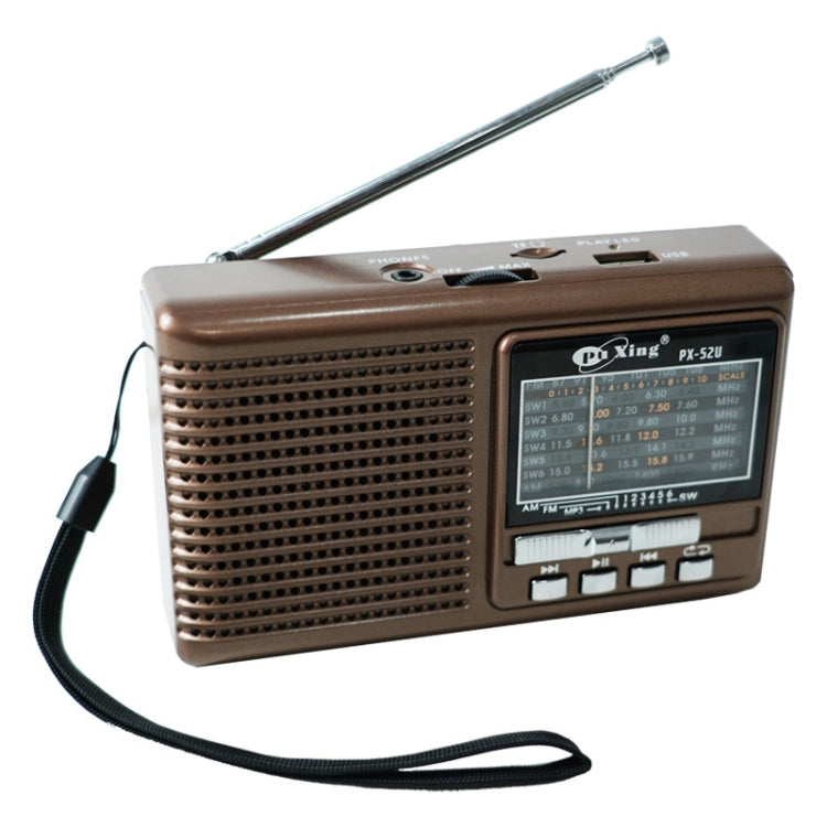 BAIJIALI PX 52U Brown Multi band Retro Pointer Radio USB Plug In Card Radios