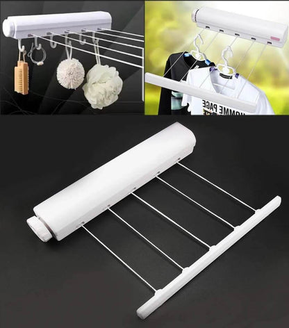 3 7m 5 Line Retractable Clothes Drying Line With Hanger Clips