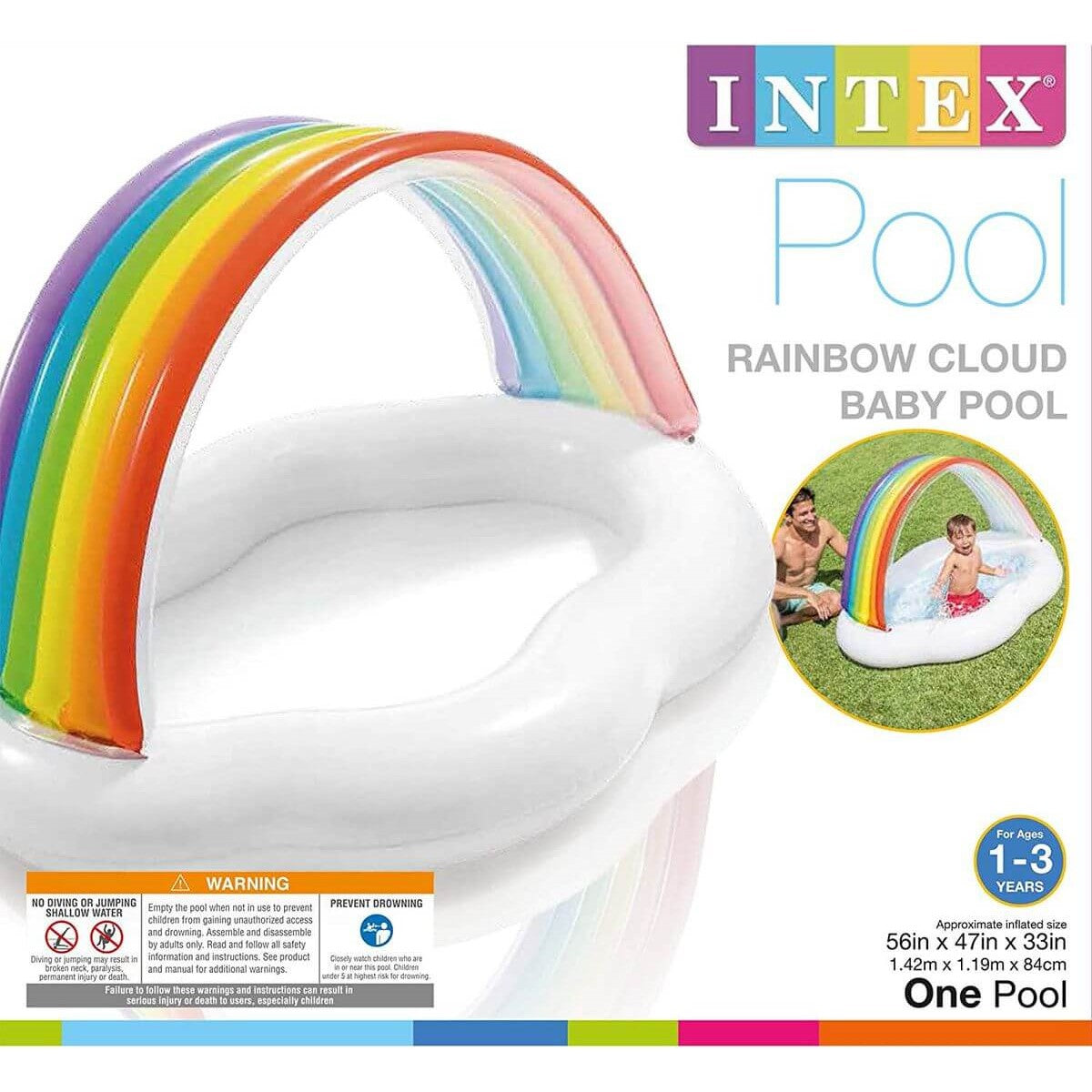 Rainbow cloud inflatable baby pool