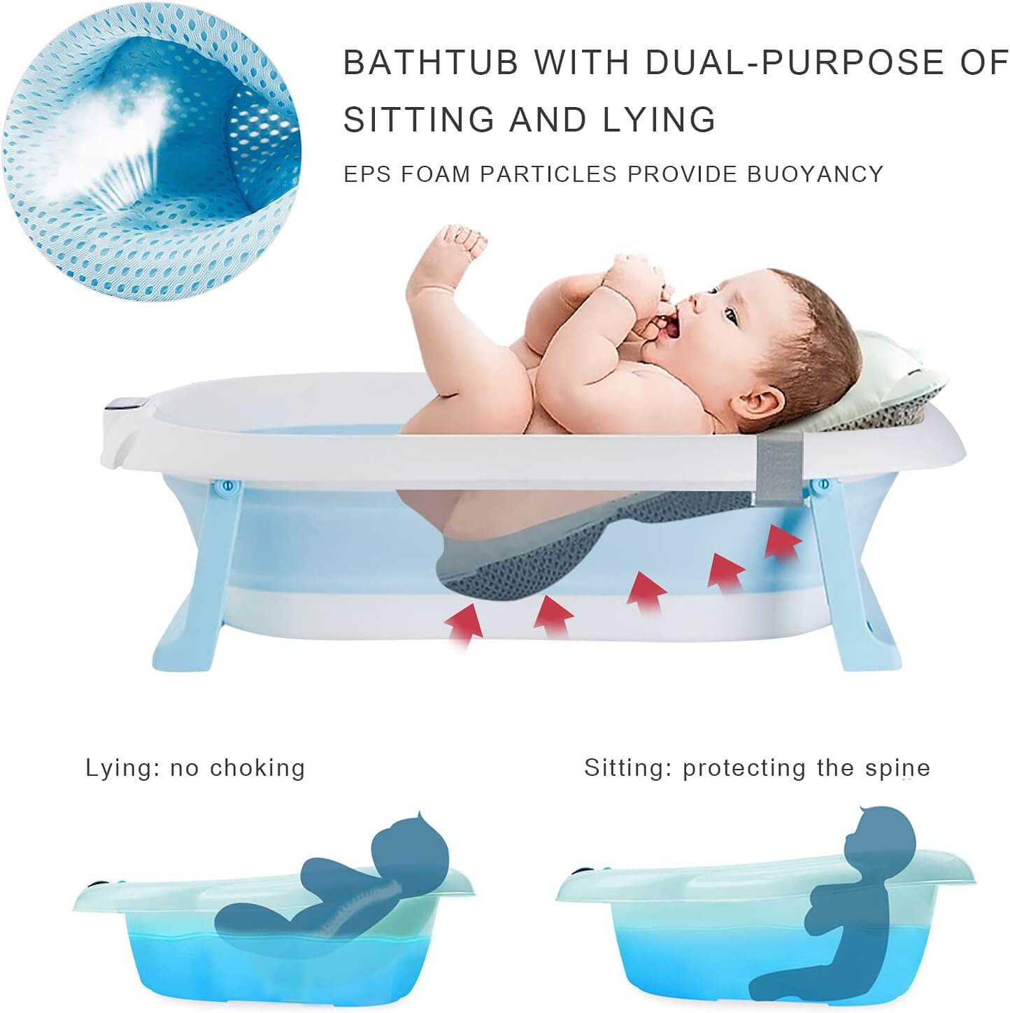 Foldable Baby Bathtub with Temperature Sensor