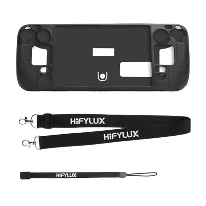 For Steam Deck Hifylux ST PF14 Game Console Silicone Case Anti scratch Non slip Handheld Case Lanyard Black