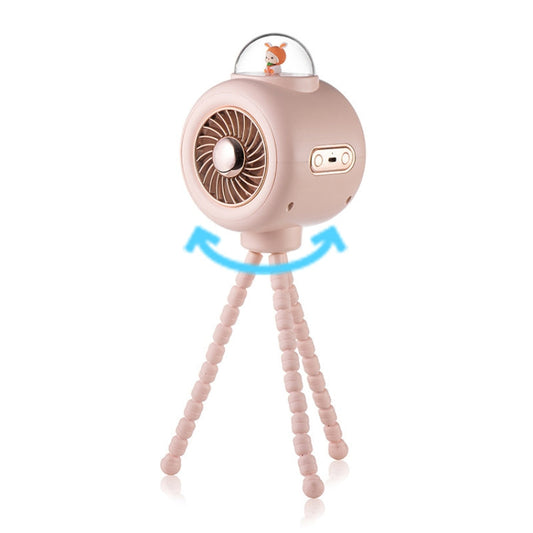 Baby Stroller Fan Home Mute Outdoor Cooling Portable Rabbit Octopus Fan With Shake Head Pink