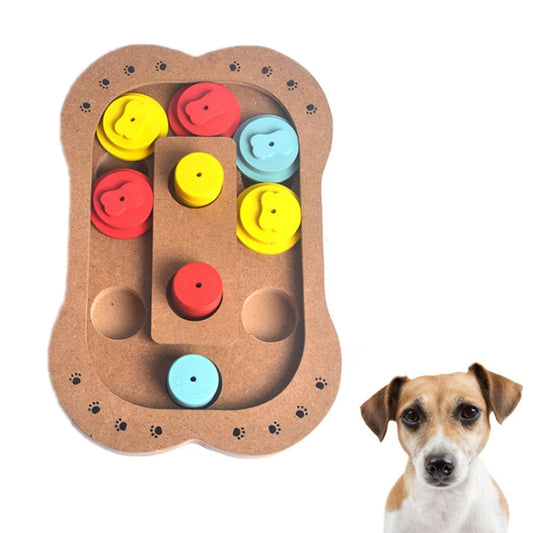 Pet Dog Feeding Multifunctional Educational Wooden Toy Color Bone Type