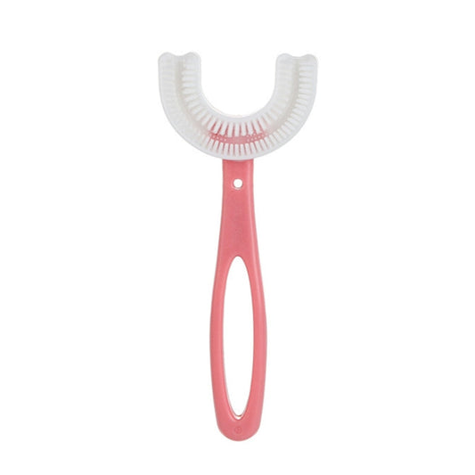 10 PCS U shaped Children Baby Hand held Soft Toothbrush Brushing Artifact for 6 12 Years Old Style Straight Handle Pink