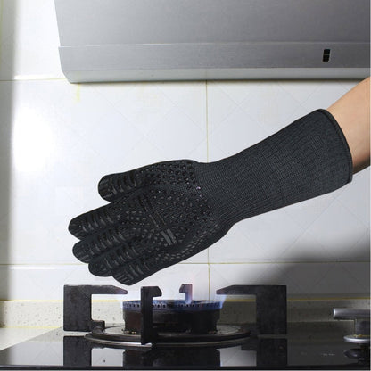 Silicone Cotton Microwave Kitchen Cooking Protective Gloves High Temperature Resistance 500 Degree C Length 32cm