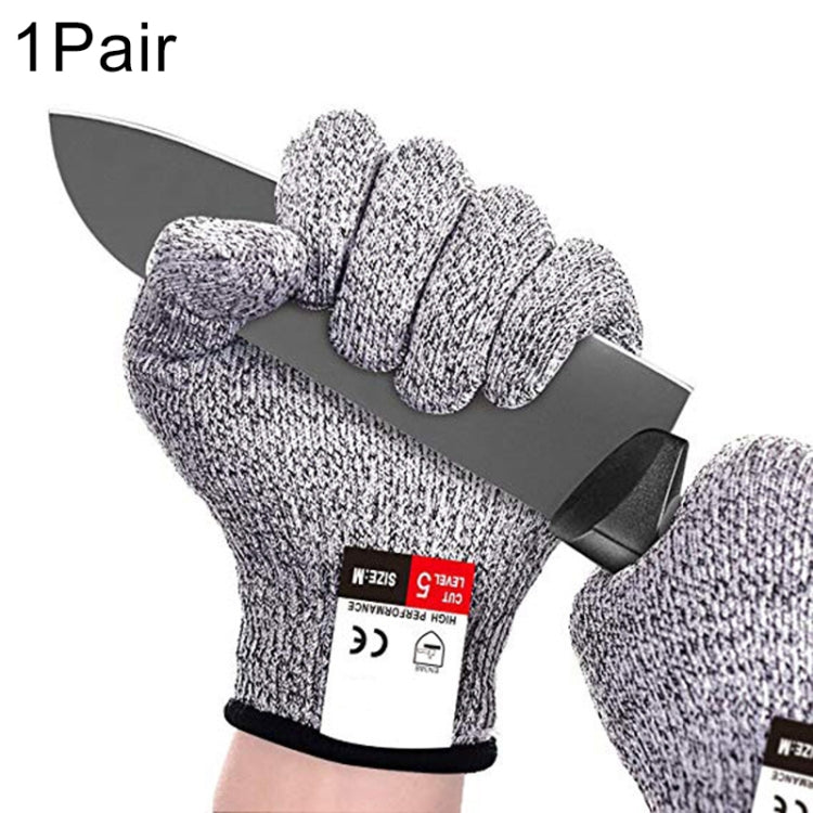 A Pair Cut esistant Gardening Gloves HPPE Food grade 5 Level Anti cutting Anti wear Safety Working Gloves Size S Length 20cm Black