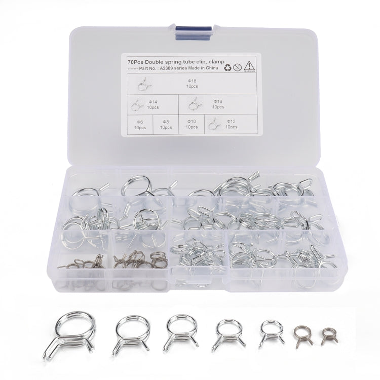 70 PCS Double Wire Spring Tube Clamp Water Pipe Clamps Size 6 0 18mm