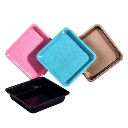 Bread Baking Pans Set of 2 Colorful Non Stick Coating Carbon Steel Square Cake Baking Pans 22cm