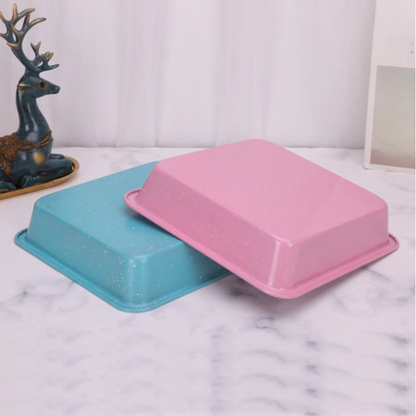 Bread Baking Pans Set of 2 Colorful Non Stick Coating Carbon Steel Square Cake Baking Pans 22cm