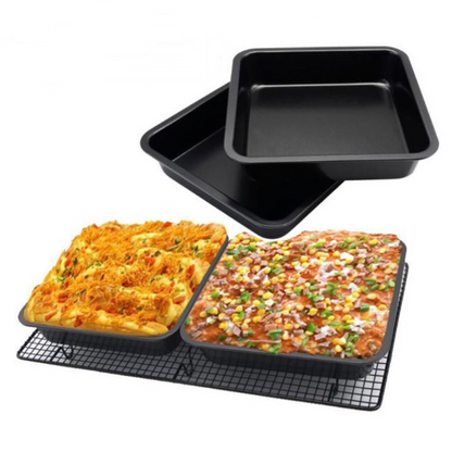 Bread Baking Pans Set of 2 Colorful Non Stick Coating Carbon Steel Square Cake Baking Pans 22cm