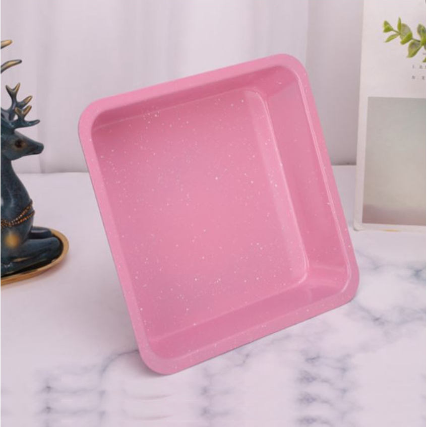 Bread Baking Pans Set of 2 Colorful Non Stick Coating Carbon Steel Square Cake Baking Pans 22cm