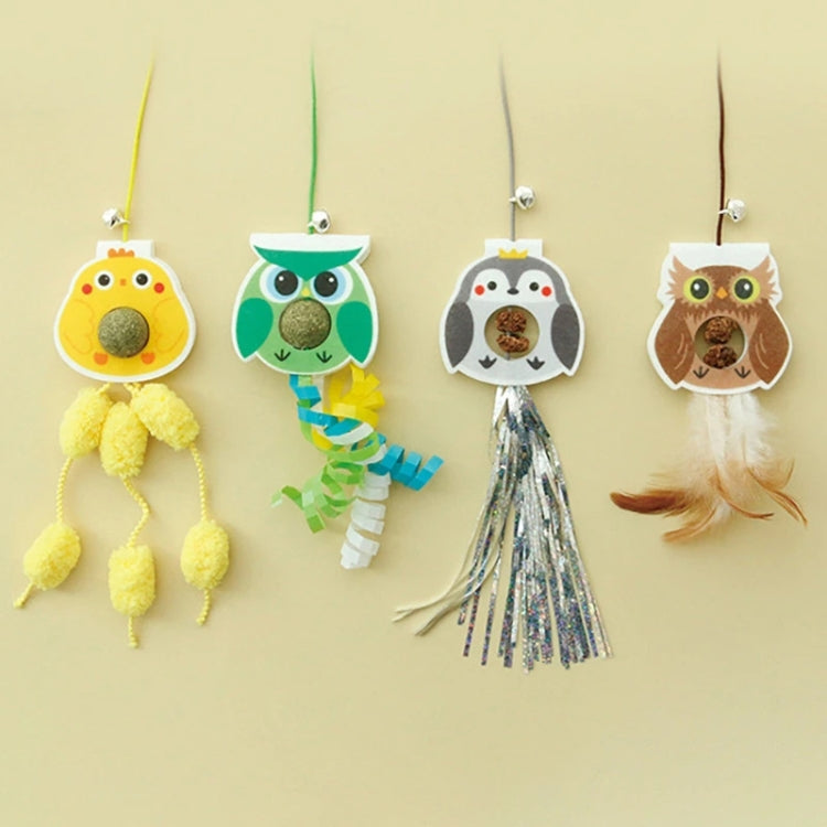 Hanging Swing Pet Toy Elastic Feather Cat Teaser Stick Owl