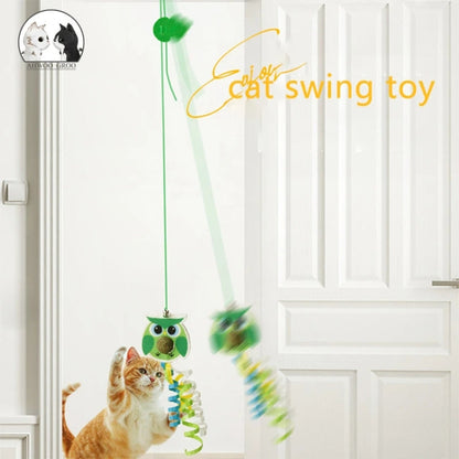 Hanging Swing Pet Toy Elastic Feather Cat Teaser Stick Penguin