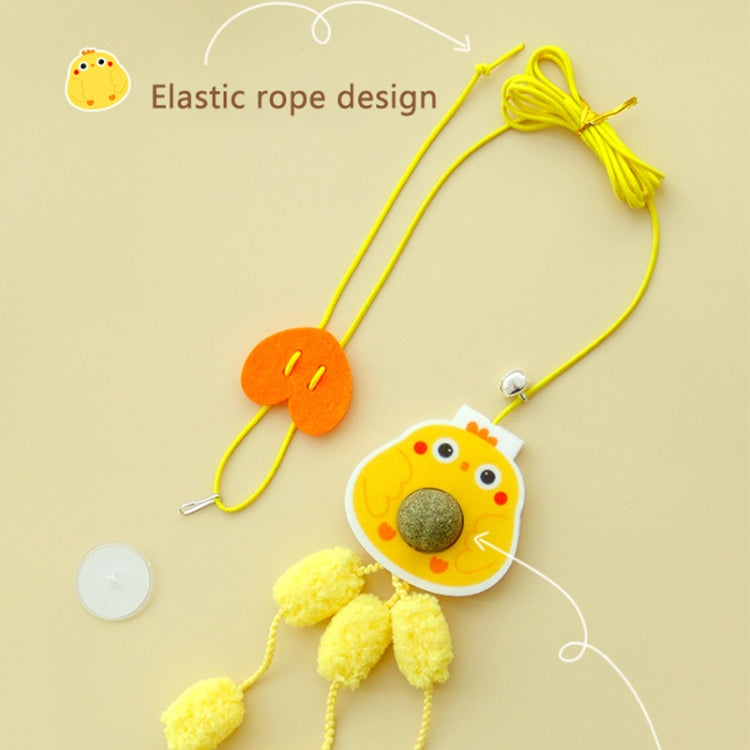 Hanging Swing Pet Toy Elastic Feather Cat Teaser Stick Little Yellow Chicken