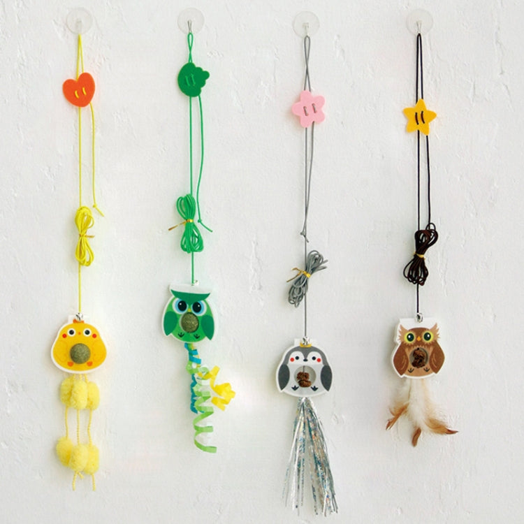 Hanging Swing Pet Toy Elastic Feather Cat Teaser Stick Owl