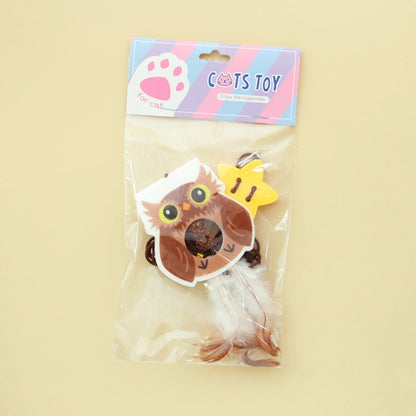 Hanging Swing Pet Toy Elastic Feather Cat Teaser Stick Owl