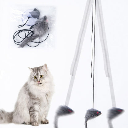 Hanging Door Retractable Cat Teaser Stick Pet Toy Mouse