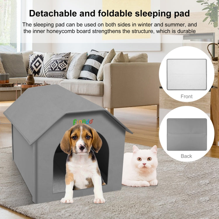 FUNADD Folding Weatherproof Pet Houses with Removable Mat Grey