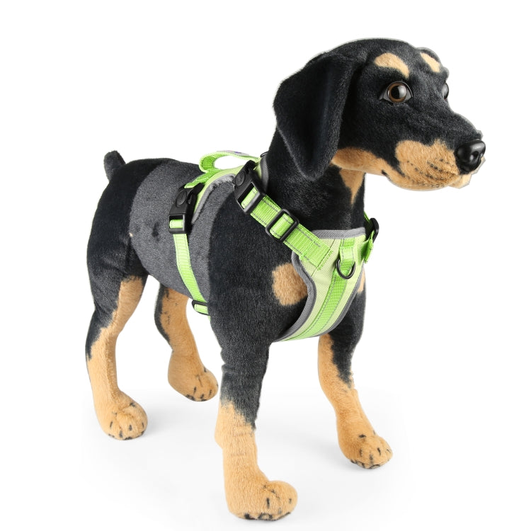 FunAdd Traction Rope Reflective Breathable Nylon Pet Vest Dog Harness Size M Green