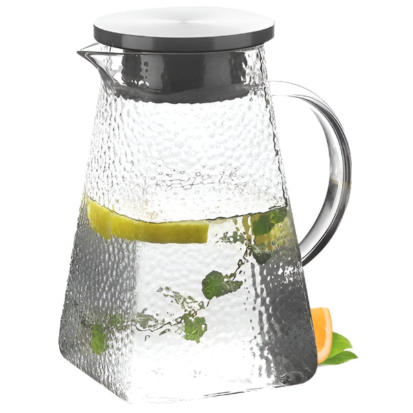 Borosilicate Glass Pitcher Hand Crafted 1 5 Litre Borosilicate Glass Beverage Pitcher with Stainless Steel Lid