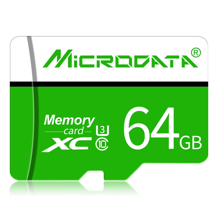 MICRODATA 64GB U3 Green and White TF Micro SD Memory Card