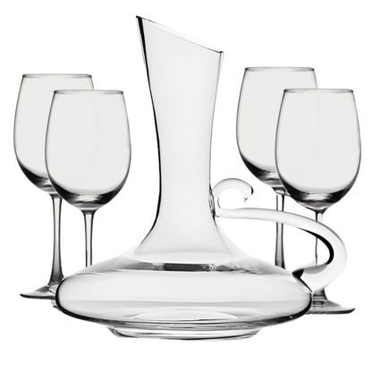 Wine Decanter Set Stylish Oblique Opening Design Wine Decanter with Handle and Glasses Set of 5