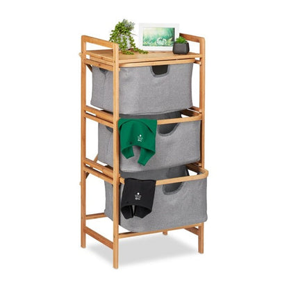 Bambo Bathroom Rack Freestanding Bambo Bathroom Rack with Sliding Storage Baskets