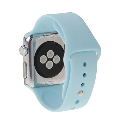 For Apple Watch Sport 38mm High performance Longer Silicone Sport Watch Band with Pin and tuck Closure Baby Blue