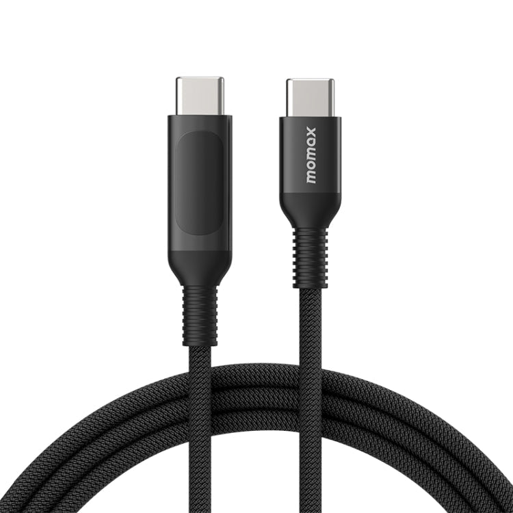 MOMAX DC22 1 2m USB C Type C to USB C Type C PD 100W Digital Display Braided Data Sync Charge Cable Black