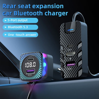 CS11 Multi Port Rear Seat Extended Car Fast Charger Support Bluetooth MP3 Play