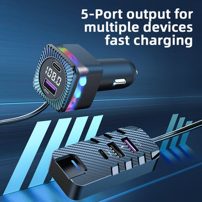 CS11 Multi Port Rear Seat Extended Car Fast Charger Support Bluetooth MP3 Play