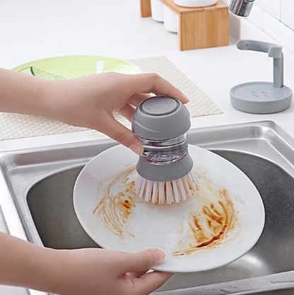 Soap Dispensing Cleaning Pot Brush With Holder