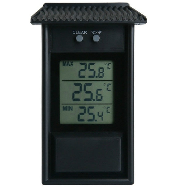 Eaves Shape Outdoor Garden Refrigerator Waterproof Thermometer Black