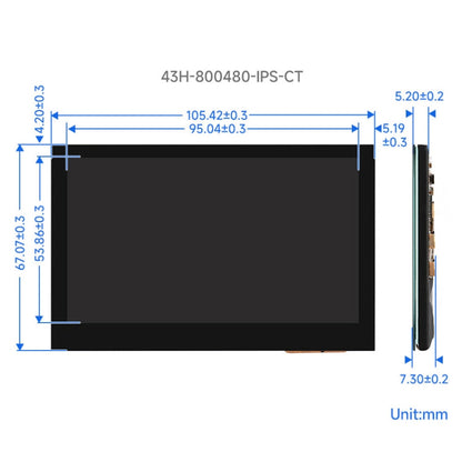 Waveshare 4 3 Inch DSI Display 800 480 Pixel IPS Display Panel Style Touch Display