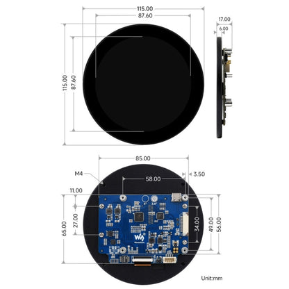 Waveshare 3 4 inch DSI Round Touch Display 800 800 IPS 10 Point Touch