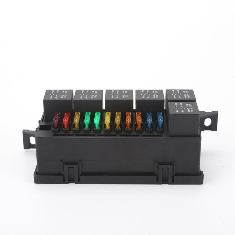 Car Modified 12V 4Pin 40A Black Shell 11 Way Fuse With 6 Way Relay Car Machine Cabin Link Inner Cassette Seat