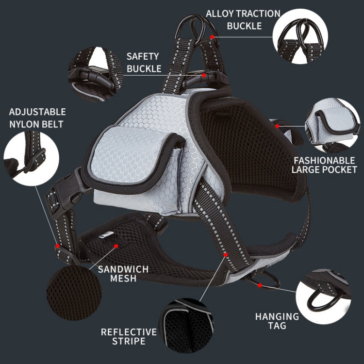 Distributed Load Soft Reflective Pet Chest Strap Size XL Gray