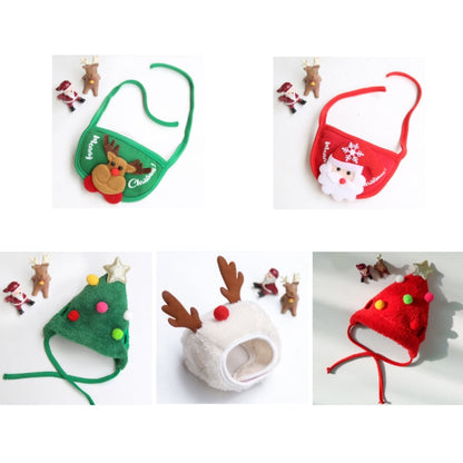 Pet Christmas Hat Saliva Festive Dressing Supplies Color Bibs Red