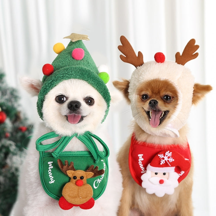 Pet Christmas Hat Saliva Festive Dressing Supplies Color Bibs Red