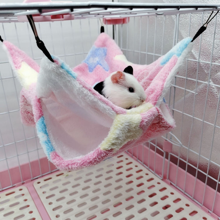 Small Pet Double Layer Warm Hammock Hanging Sleeping Bags 34x34cm Starfish Pink