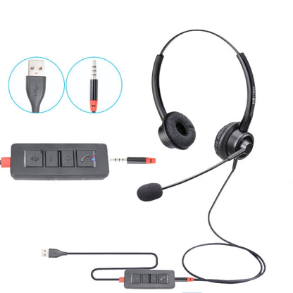 VT200D Double Ears Telephone Headset Operator Headset With Mic Spec 3 5mm Single Plug To USB