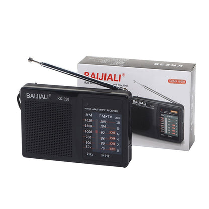 BAIJIALI BJL228 Retro Portable Two Band FM AM Radio Built in Speaker Black