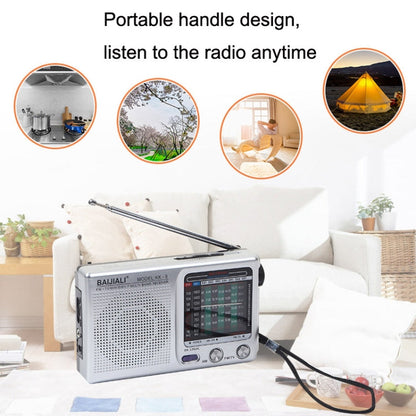 BAIJIALI KK9 Full band Radio Player Portable Retro Multifunctional Mini Radio Gold