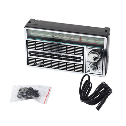 BAIJIALI BJL 1202AC Two Bands Retro Radio Portable Outdoor Large capacity Storage Volume Speaker Player Silver