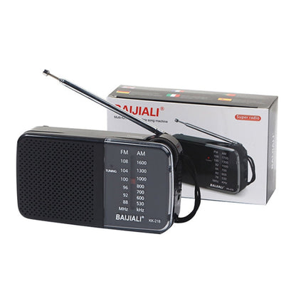 BAIJIALI KK 218 Vintage Analog Portable Multiband Built in Speaker Radio Black