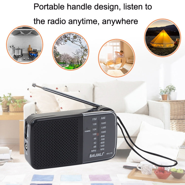 BAIJIALI KK 218 Vintage Analog Portable Multiband Built in Speaker Radio Black