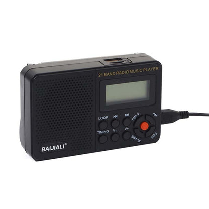 BAIJIALI BJL 166 Full Band Retro Radio Multifunctional Built In Speaker Player Black