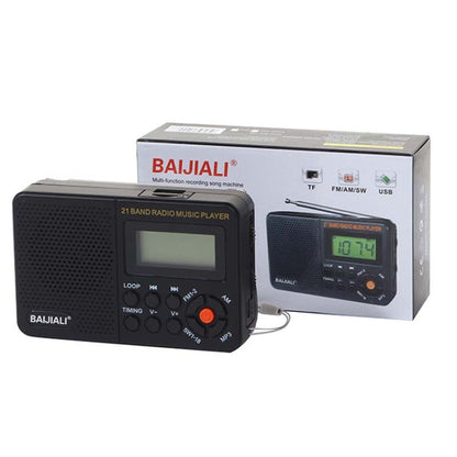 BAIJIALI BJL 166 Full Band Retro Radio Multifunctional Built In Speaker Player Black