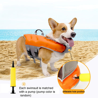 Dog Inflatable Swimsuit Easy to Carry Pet Life Jacket with Pump Size S Rose Red